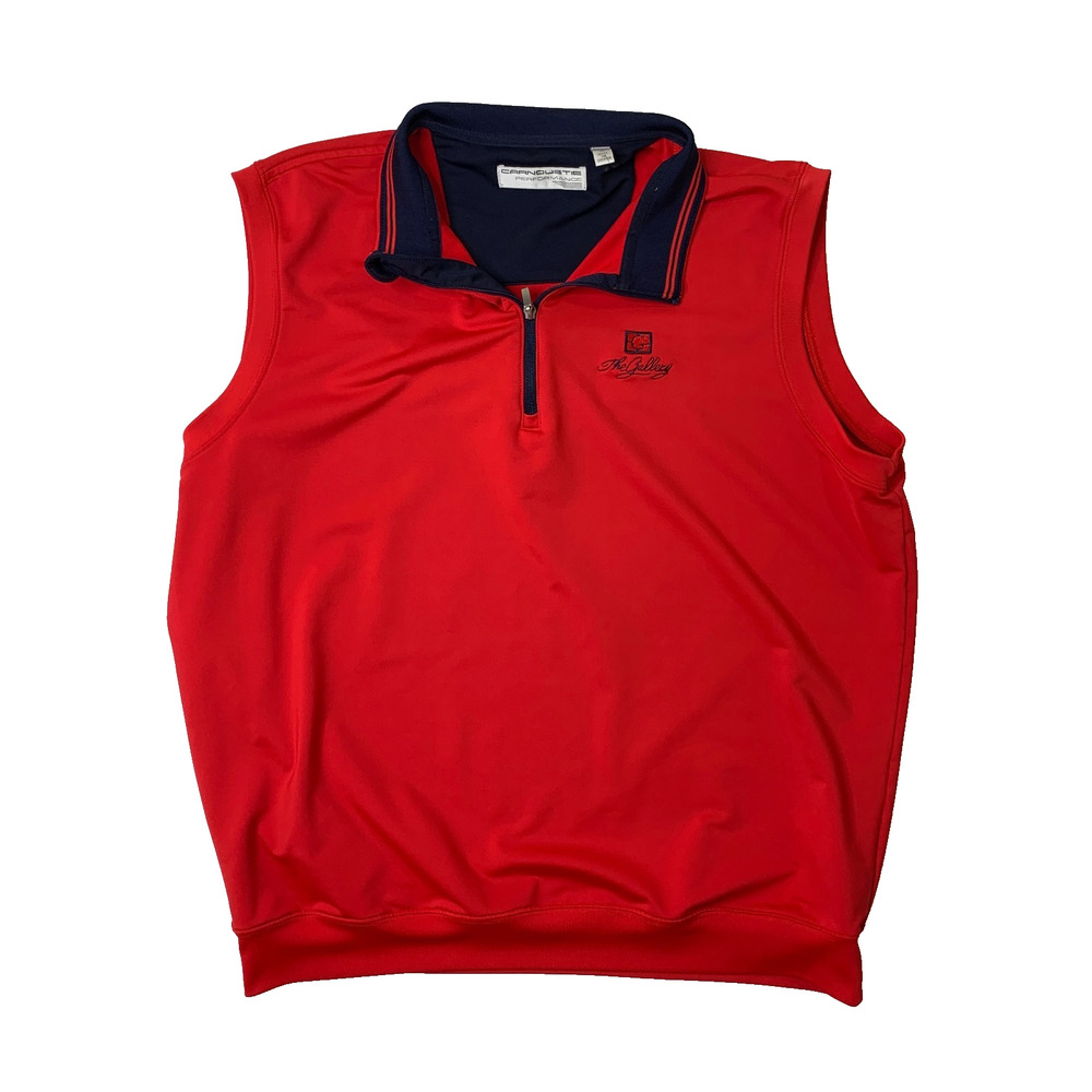 Carnoustie Golf Vest Mens XL Red Performance 1/4 Zip The Gallery Arizona Logo